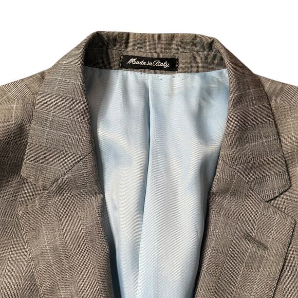 Giovanni Bresciani Sport Coat Jacket Grey Plaid Wool Sz 42L Slim Fit - Picture 4 of 9